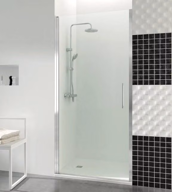 Box doccia frontale OPEN porta battente 60 cm (58,6-62,6) cromo lucido vetro frost