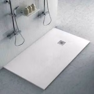 Piatto doccia Karen rettangolare in resina minerale bianco pietra filo pavimento L: 160 cm, P: 80 cm