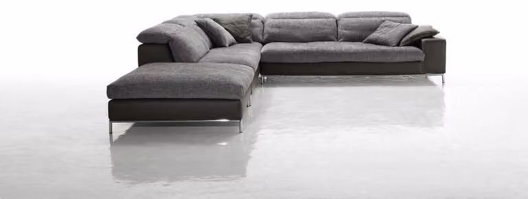 Design Ecksofa L-Form Textile Couch Prianera Modern Sofas Polsterung Grau