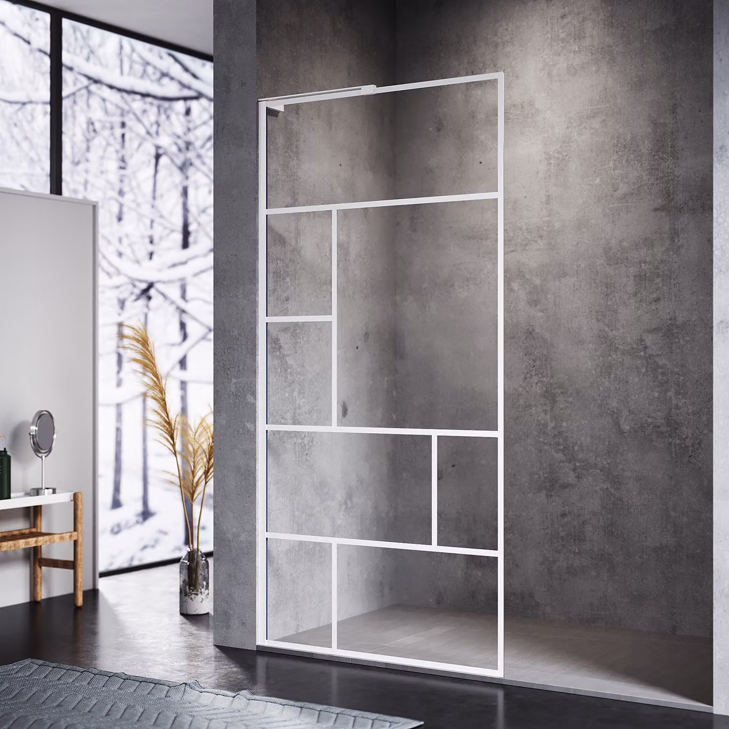 Schermo doccia SONNI bianco, 100x200cm, NANO 6 mm ESG, doccia walk in, facile da pulire, cabina doccia in vetro