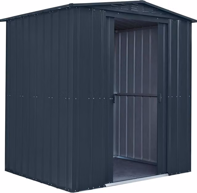Casetta da giardino Moia a due falde in acciaio grigio antracite L: 183 cm, P: 154 cm con porta scorrevole – 1