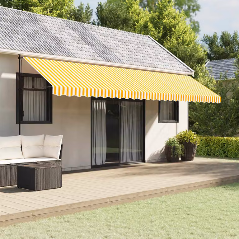 Ricambio in poliestere per mantovana tenda vidaXL a righe gialle e bianche, L: 580 cm