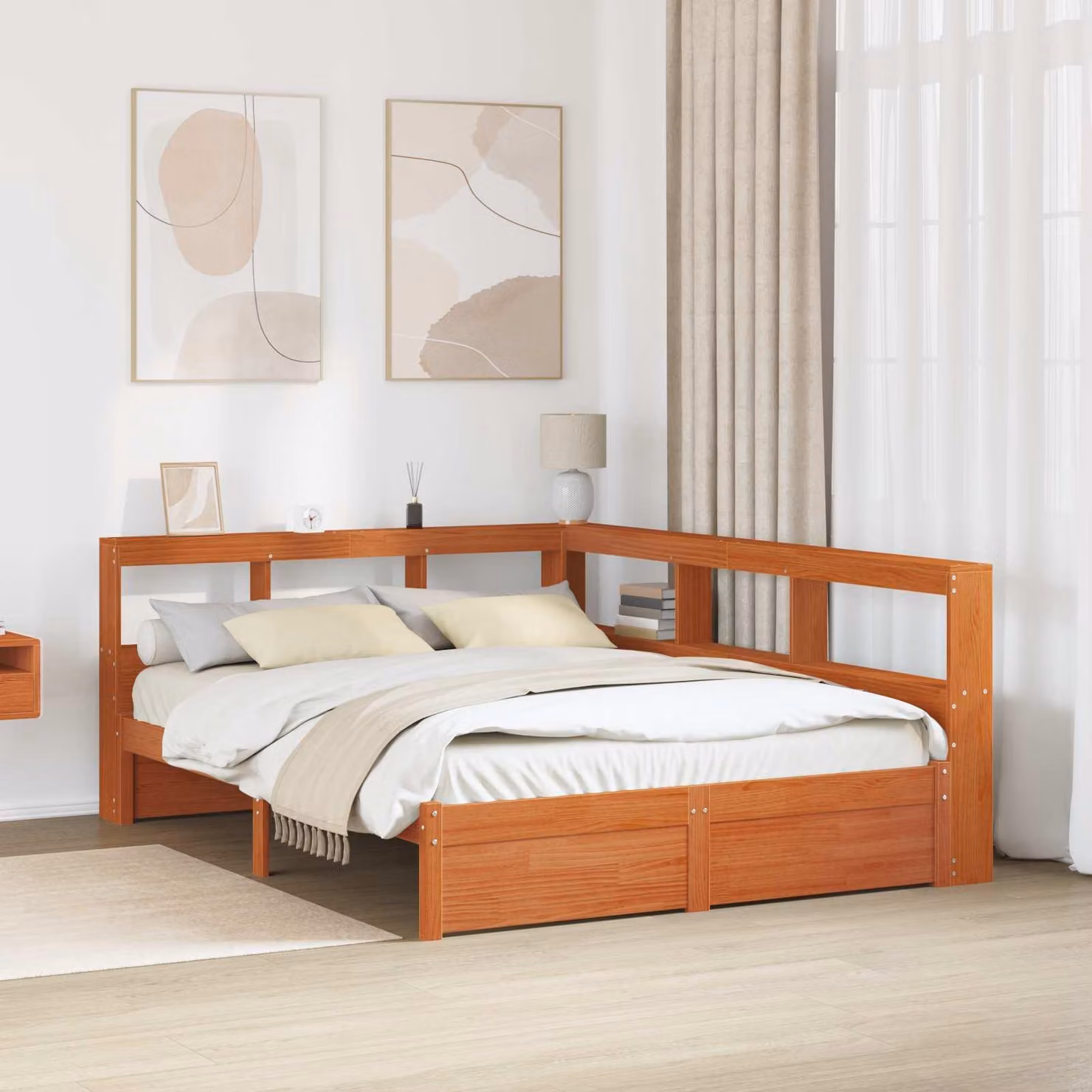 Maison Exclusive - Letto contenitore con libreria integrata e testiera in legno massello di pino