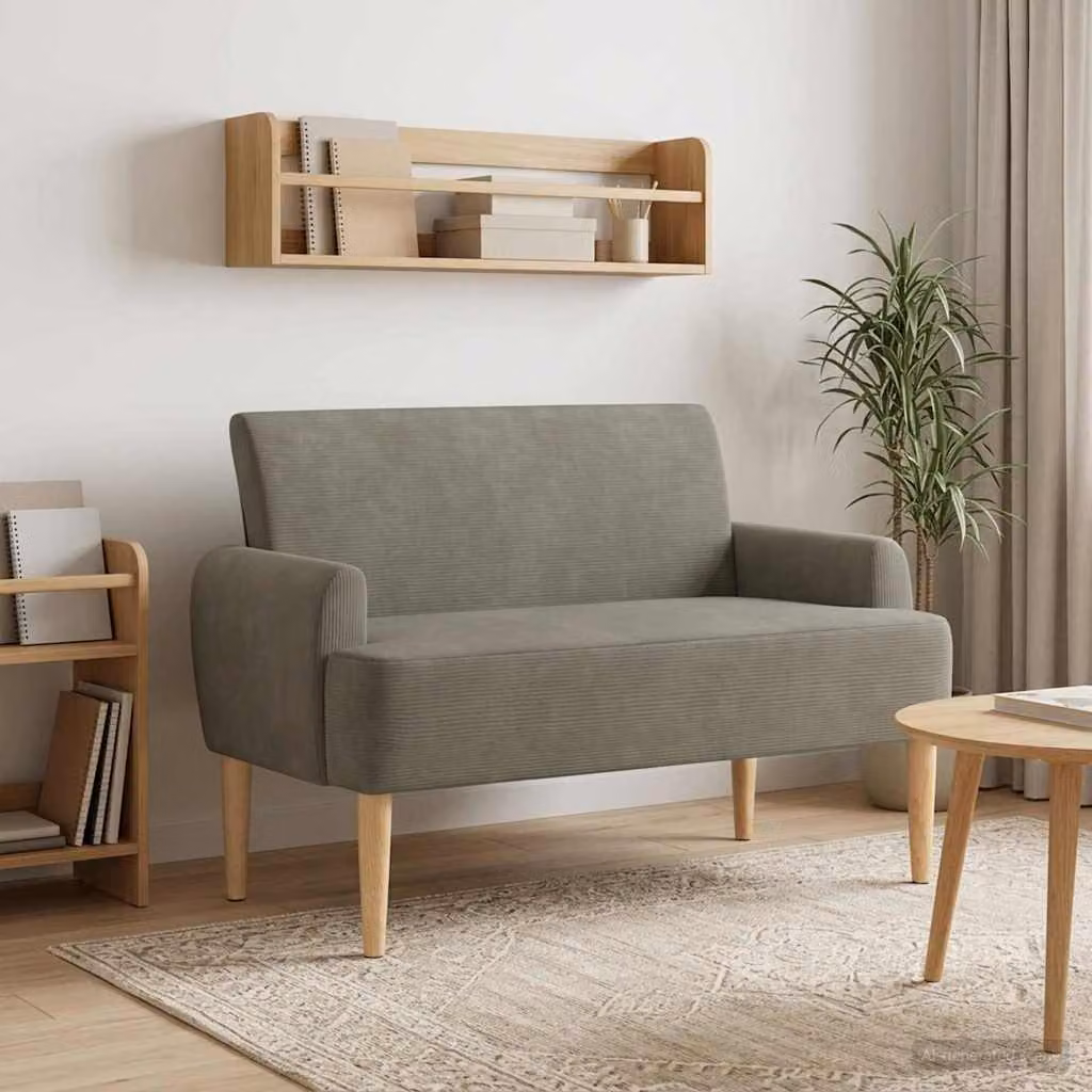vidaXL Loveseat moderno in tessuto grigio con seduta imbottita L: 116 cm, P: 67 cm, H: 81 cm
