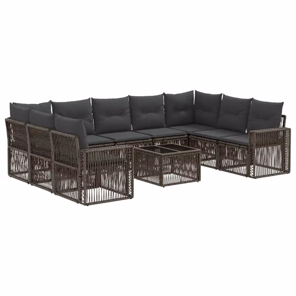 Set Divano da Giardino vidaXL a forma a U composto da 10 pezzi con tavolino da caffè e cuscini, Colore Grigio e Antracite – 2