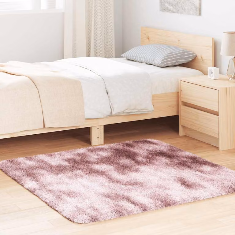 Tappeto Shaggy a Pelo Lungo vidaXL NAVARRA Rosa Antico, Quadrato, 120 x 120 cm