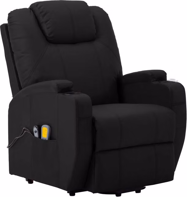 Poltrona Alzapersona con Assistenza Elettrica vidaXL in Similpelle Nera per Senior – 1