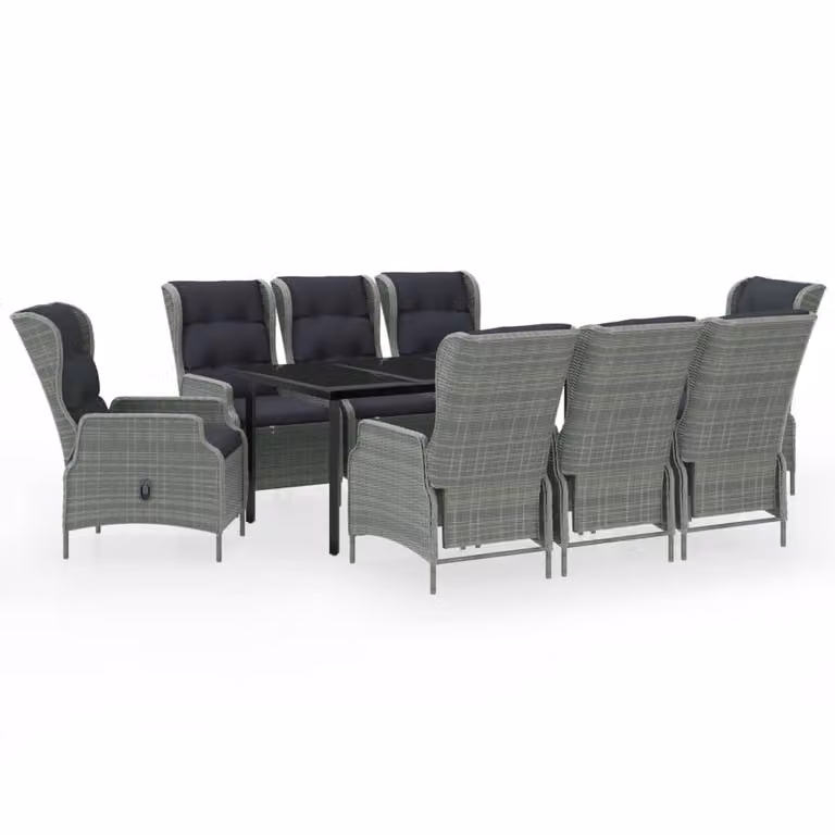 Set da Pranzo da Giardino 9 pz Grigio Chiaro
