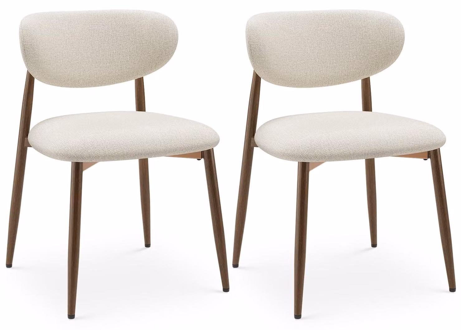 Set di 2 sedie da pranzo imbottite, con gambe in metallo, piedini antiscivolo e schienale sagomato, color beige