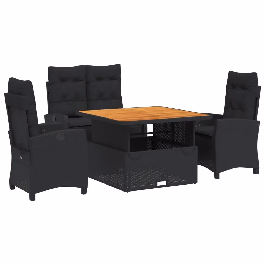 Set da pranzo da giardino vidaXL in legno di acacia oliato nero e marrone con 4 sedie – 2
