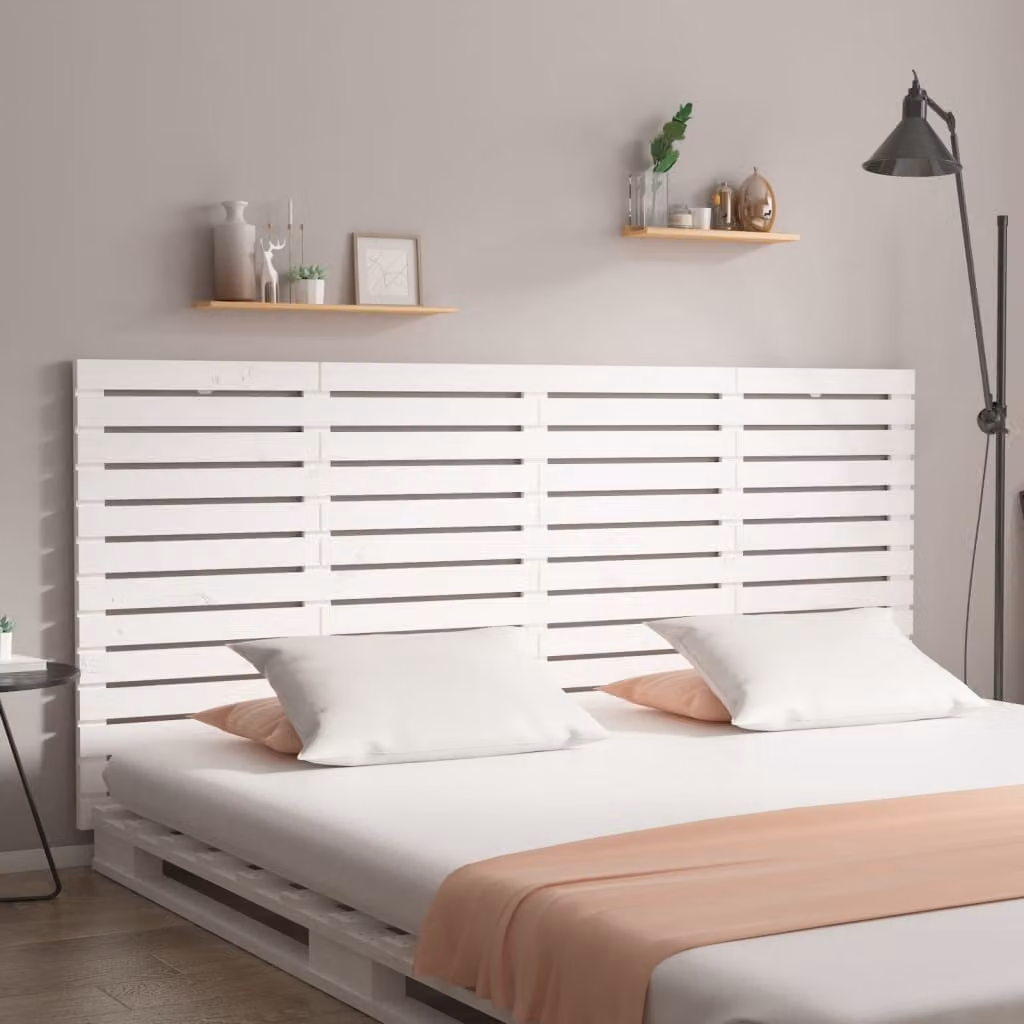 Testiera da parete vidaXL in legno massello di pino bianco L: 166 cm, P: 3 cm, H: 91,5 cm