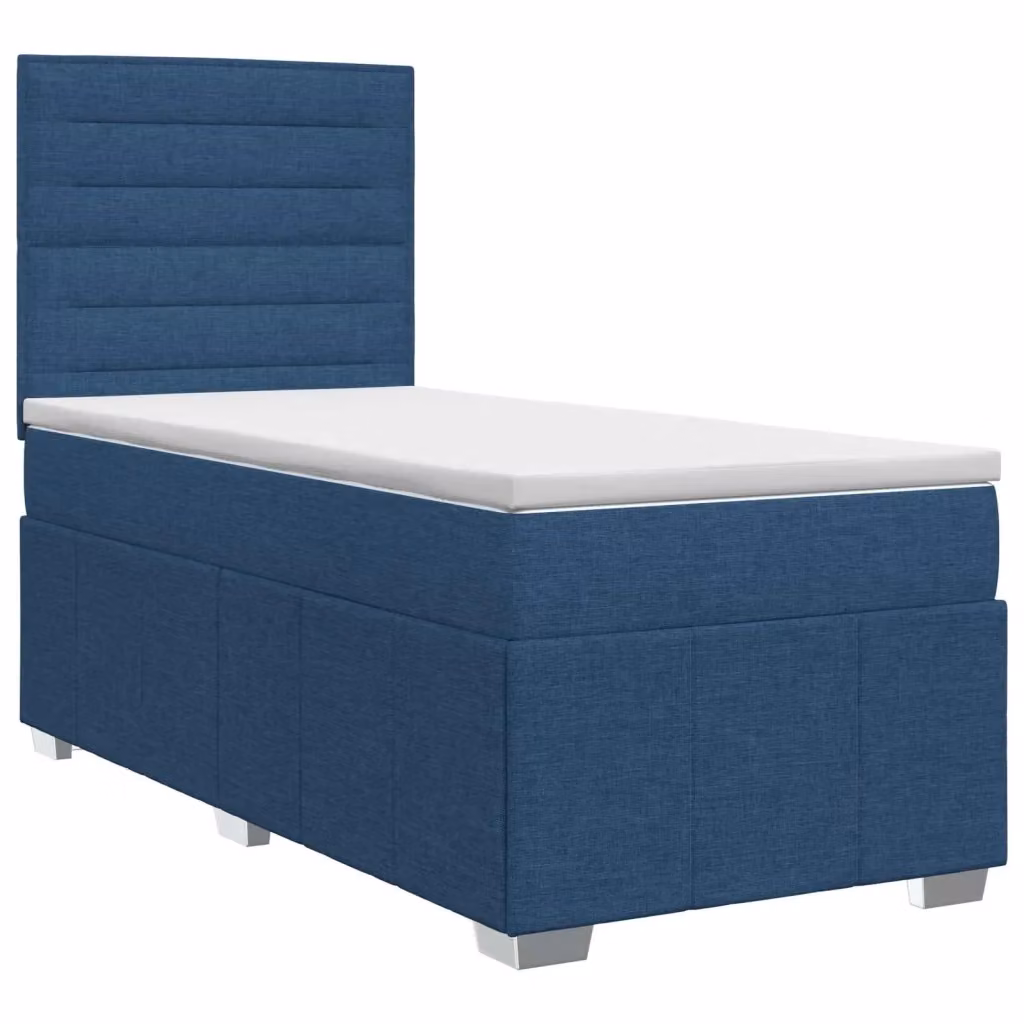 Letto box spring con materasso vidaXL in tessuto blu e bianco L/P: 90 x 200 cm – 2