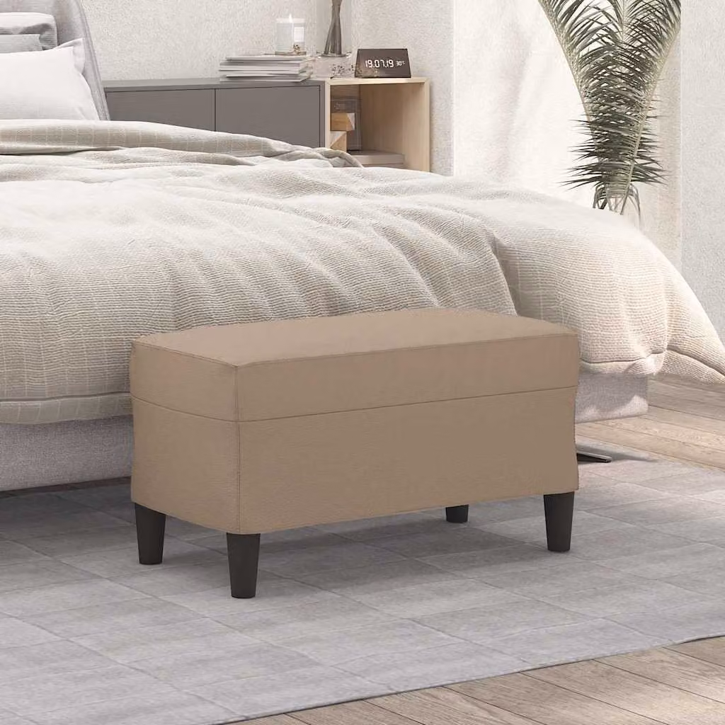 Panca moderna vidaXL in similpelle color cappuccino, L: 70 cm, P: 35 cm, H: 41 cm
