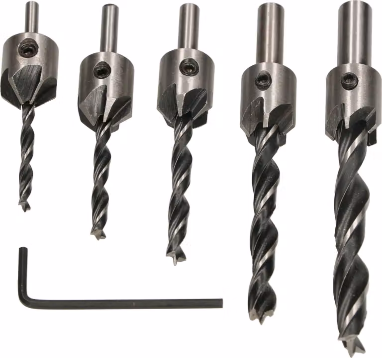 KOTARBAU® Set di fori 5 pz. Carotatrice con testa svasata smussata per la lavorazione del legno