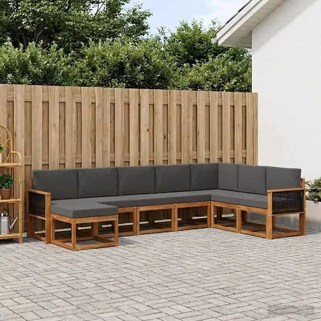 Set di divani da esterno 8 pz Naturale e Antracite 3385453