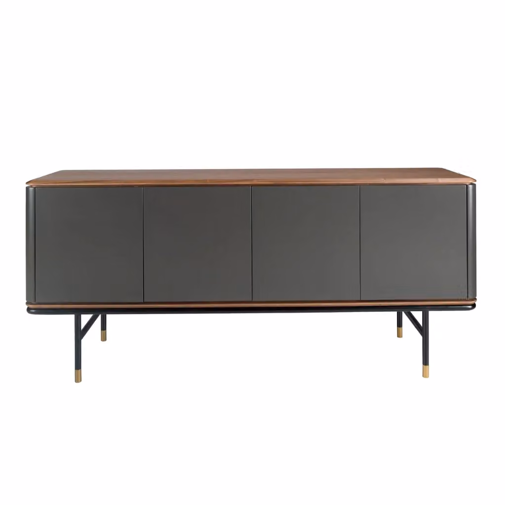 Credenza moderna Angel Cerdá S.L. in legno grigio, metallo nero e piano in noce – 2