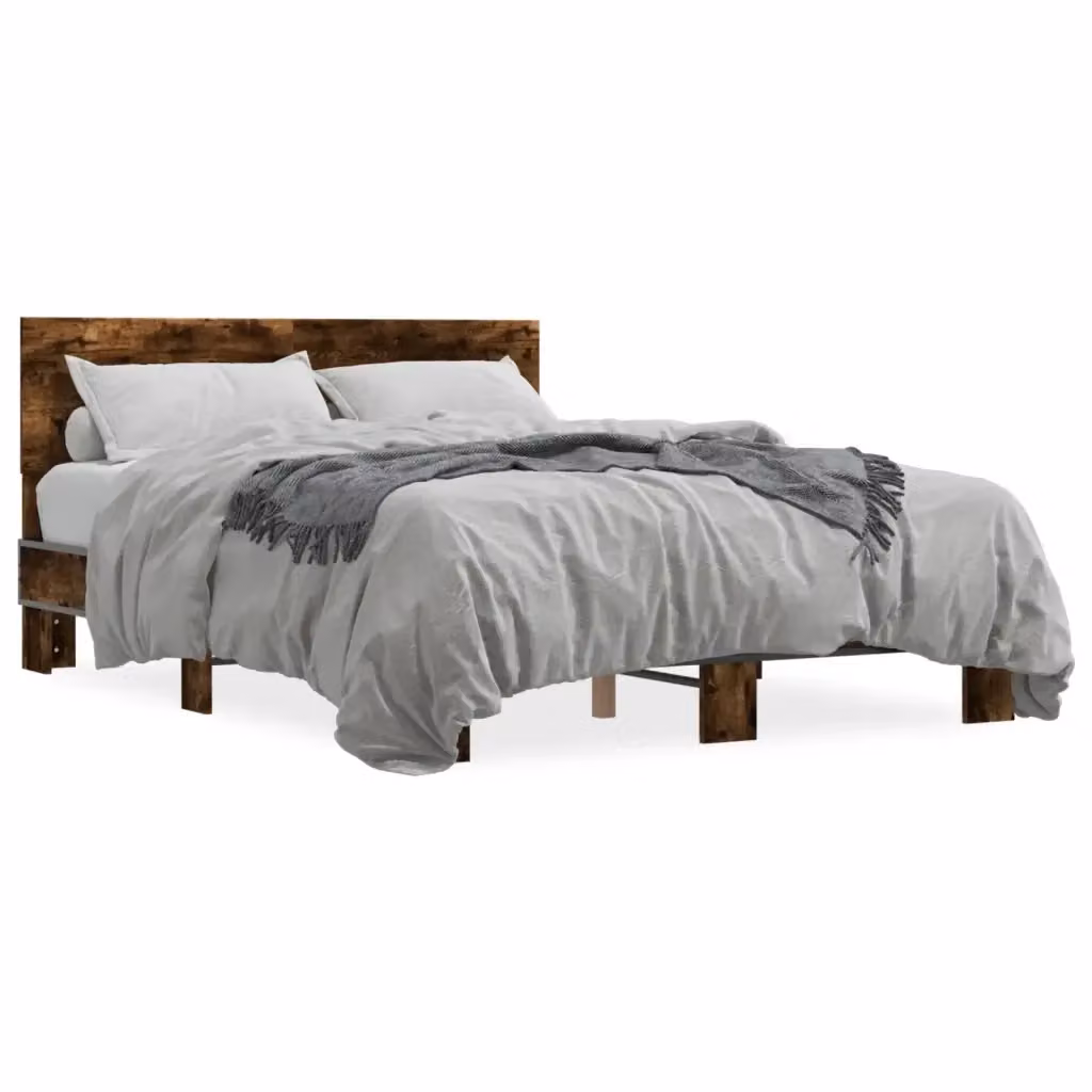 Letto Giroletto vidaXL in Rovere e Metallo, Colore Marrone, L/P: 120 x 200 cm – 2