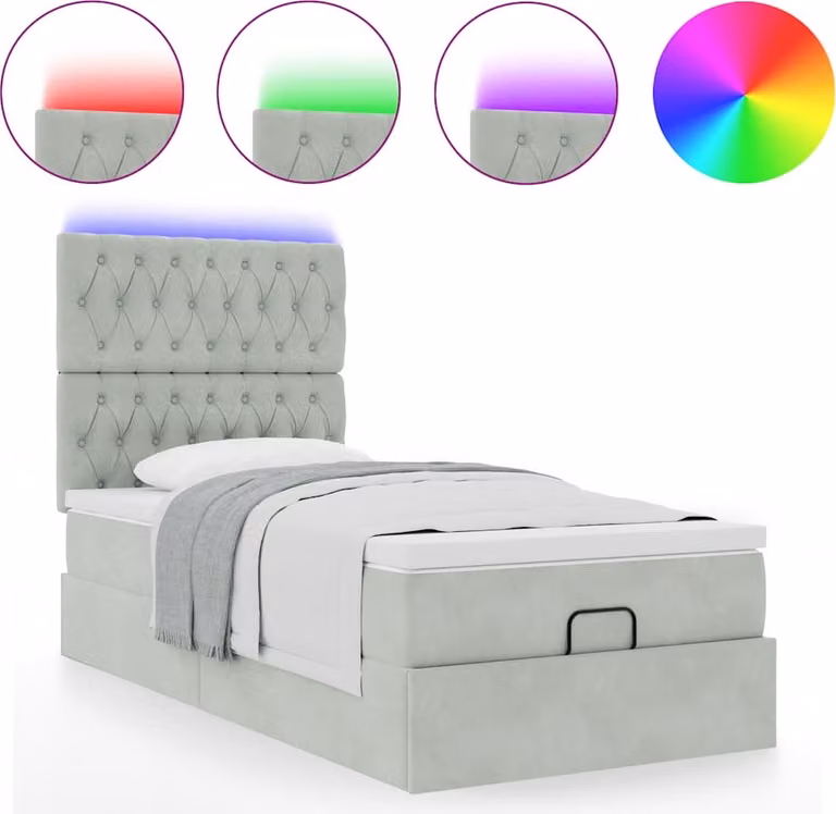 Struttura Letto Pouf con Materassi 100x200 cm Velluto