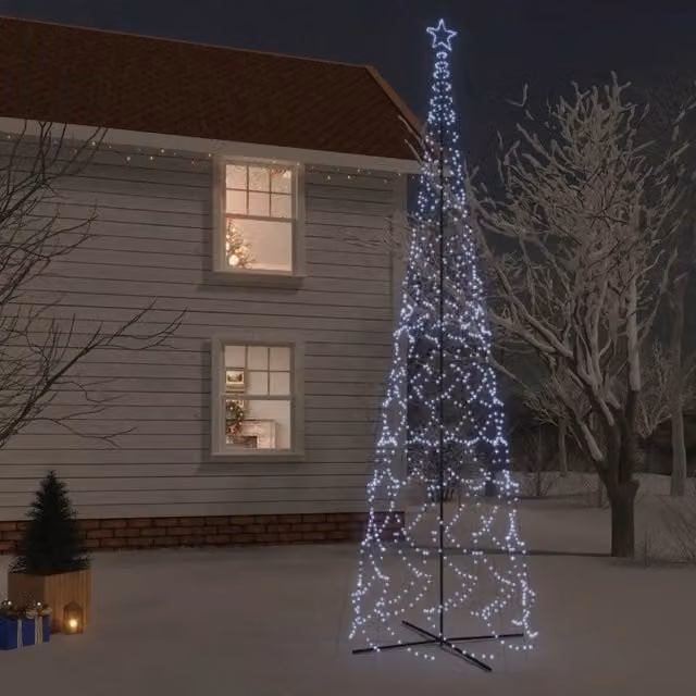 Albero di Natale a Cono vidaXL Bianco Freddo con 3000 LED, H: 230 cm, L: 80 cm – 1