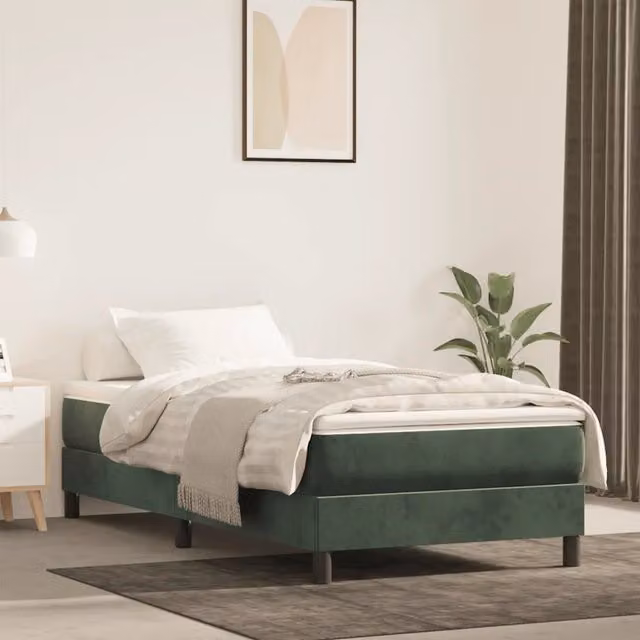 Materasso Ibrido vidaXL in Velluto Verde e Bianco, Rigidità Media H3, L/P/H: 80 x 220 x 20 cm – 1