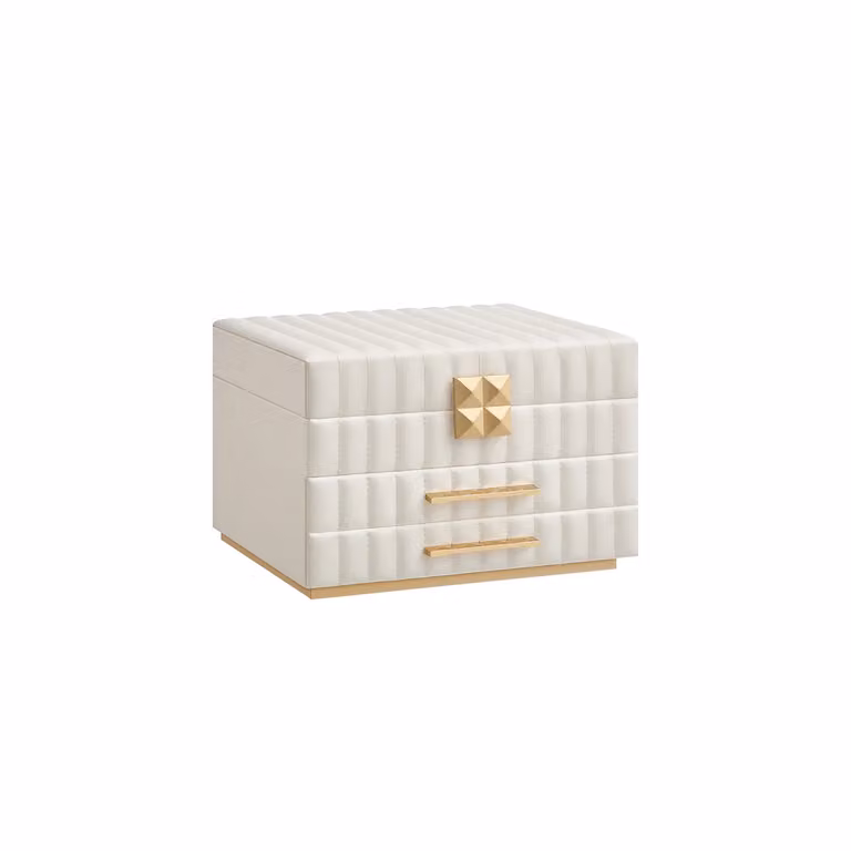 ANAH Collezione Scatola Portagioie con Cucitura Effetto Fluttuante, Bianco Nuvola