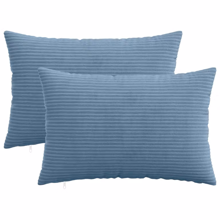 Set di 2 federe vidaXL HEERLEN in velluto a coste blu, L 30 cm x P 50 cm