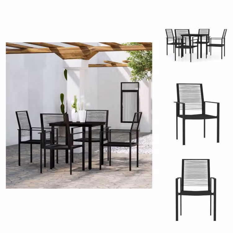 vidaXL Set da pranzo da giardino 5 pezzi nero - Set di mobili da giardino