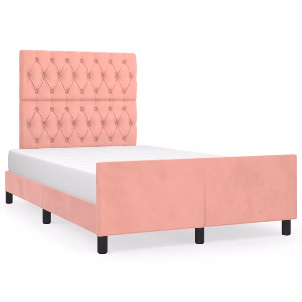 Giroletto vidaXL in Velluto Rosa con Struttura Imbottita e Doghe in Legno L/P/H: 120 x 200 x 123 cm – 2