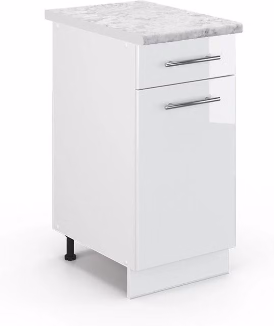 Mobiletto base per cucina Vicco Fame-Line Bianco lucido/Bianco L: 40 cm, H: 82 cm, P: 60 cm