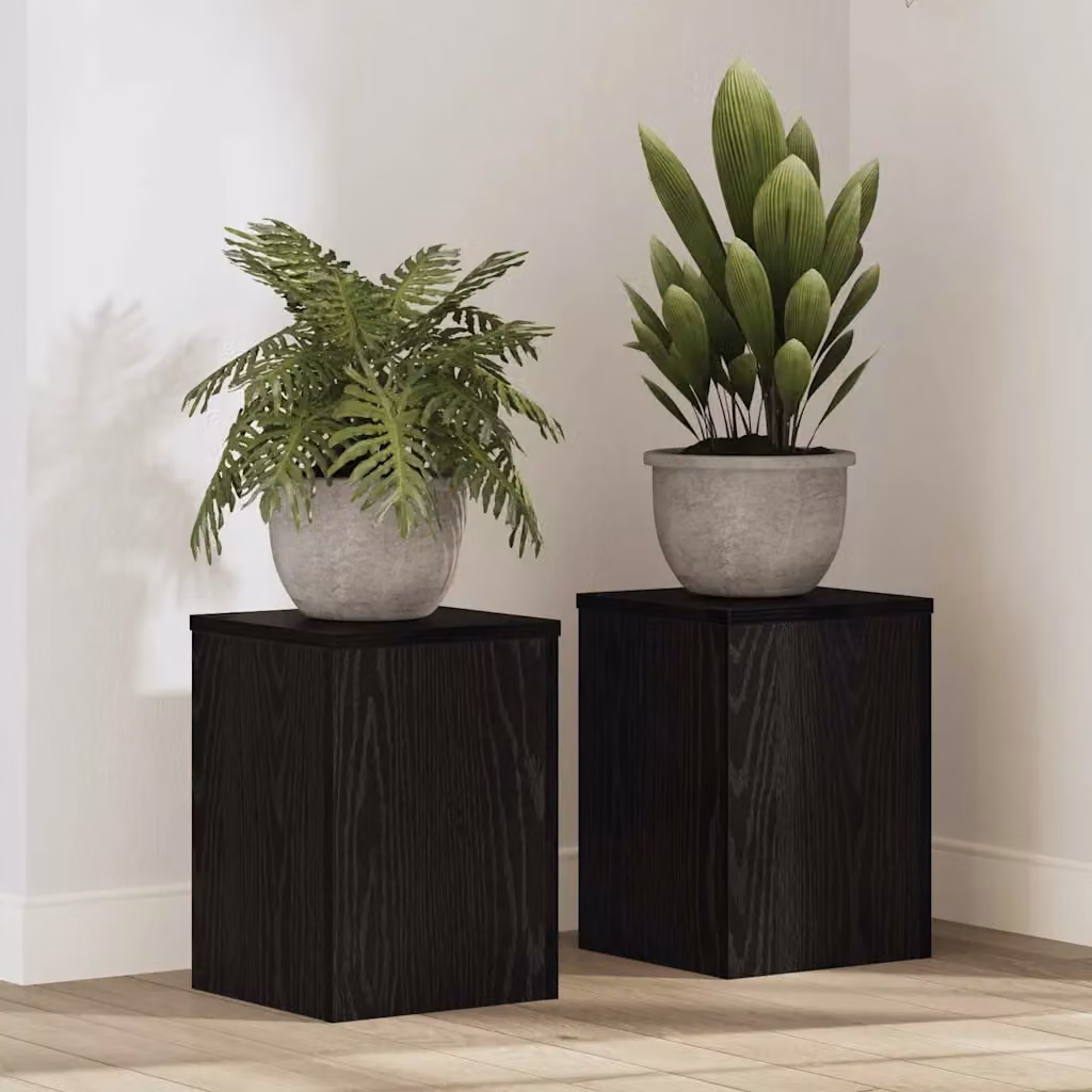 Set di 2 supporti per piante vidaXL in legno nero, L/P/H: 25 x 25 x 35 cm