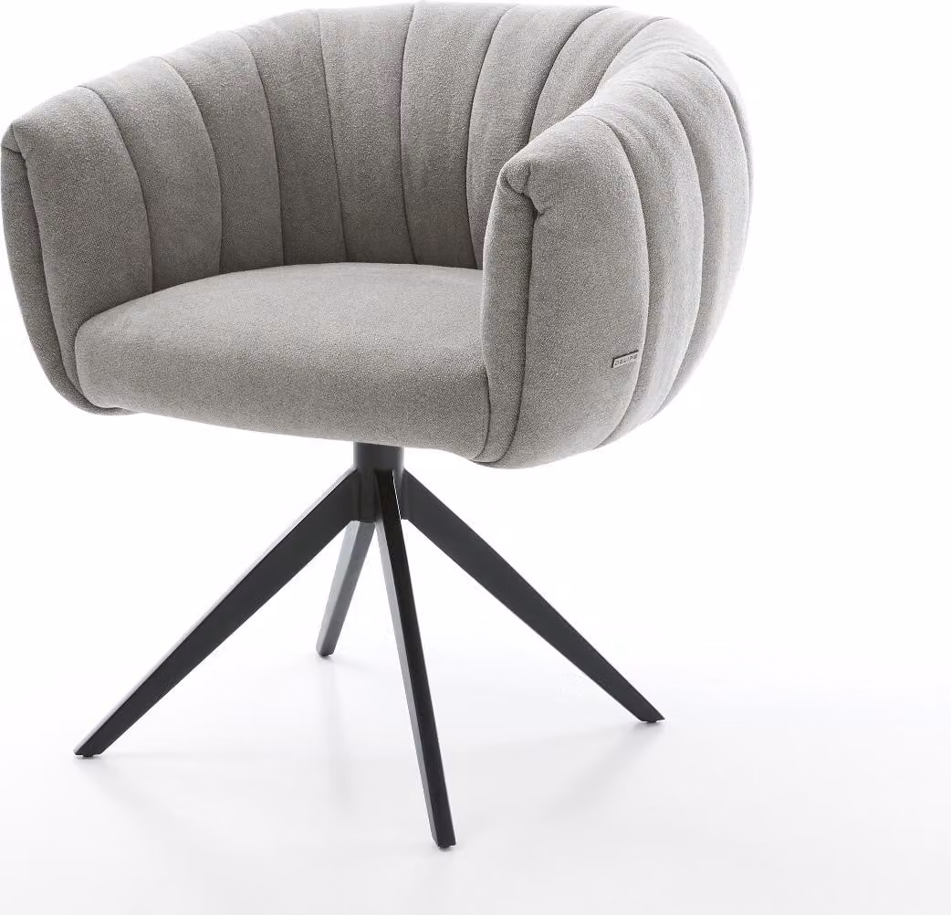 DELIFE Sedia girevole Jada-Flex Tessuto strutturato Soft Grigio Base a croce larga Nera Girevole a 360° Funzione oscillante Molle insacchettate