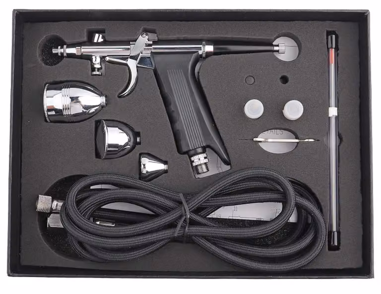 Set per aerografo con ugelli da 0,3/0,5/0,8 mm, 3 contenitori, capacità da 2 a 13 cc