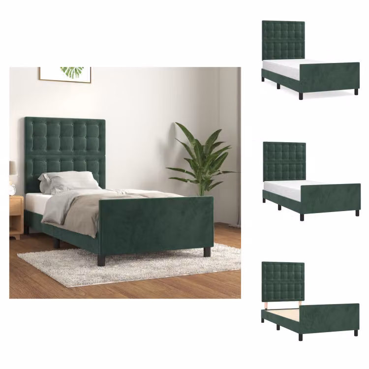 vidaXL Struttura letto con testiera in velluto verde scuro 100x200 cm - Letti e strutture letto