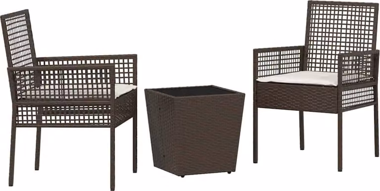 Set Bistro da Giardino 3 pcs Marrone polyrattan
