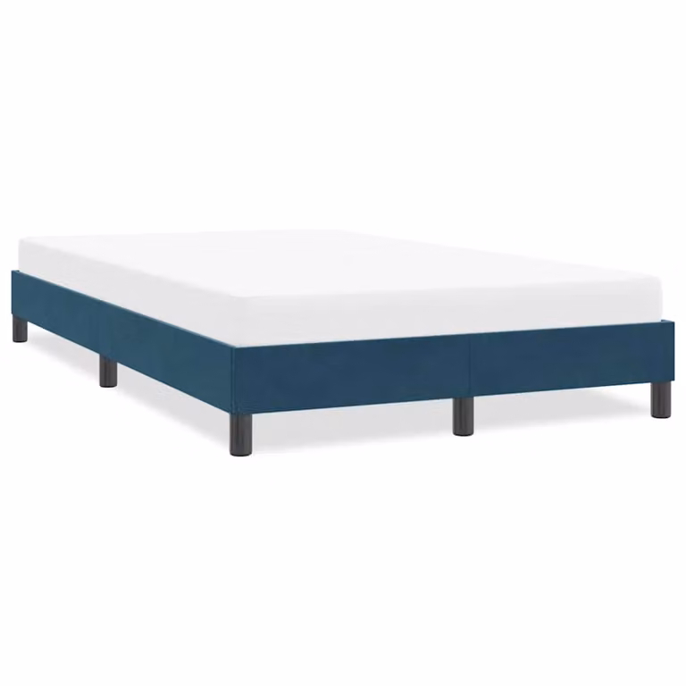 Giroletto vidaXL in velluto blu scuro con doghe in legno, L/P/H: 120 x 210 x 25 cm