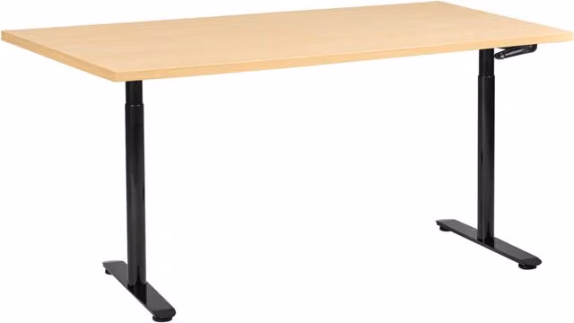 Scrivania regolabile manualmente nero e marrone chiaro 160 x 72 cm struttura in acciaio verniciato a polvere