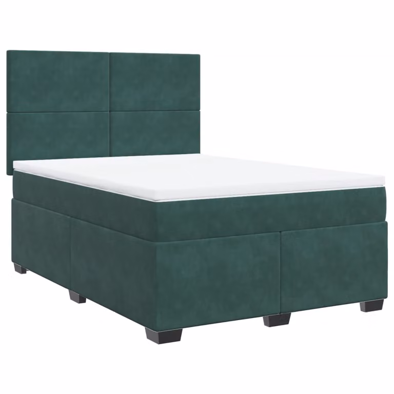 Giroletto a Molle con Materasso Verde Scuro 160x200 cm Velluto