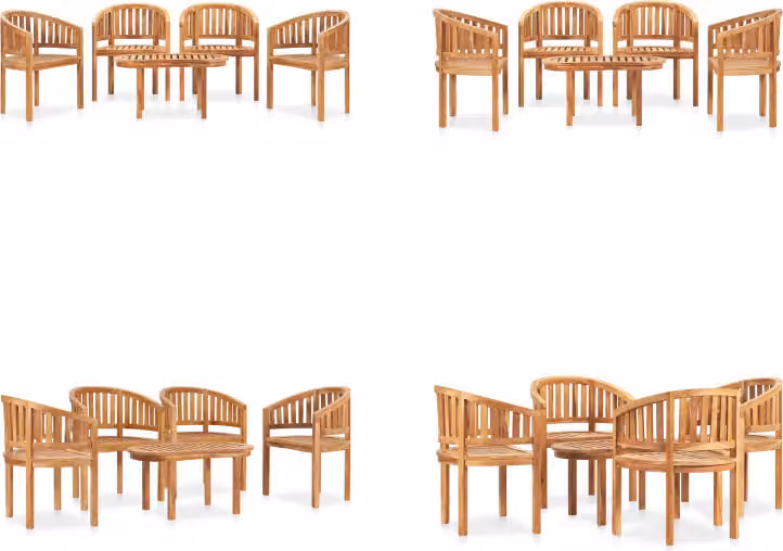 vidaXL 5 pezzi set salotto da giardino in legno massiccio teak - Set salotto da giardino - Set salotto da giardino - Set salotto di legno - Set salotto di legno