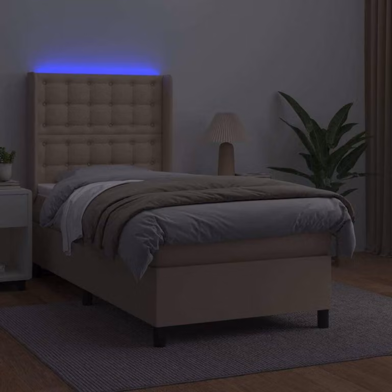 Maison Exclusive - Giroletto Molle Materasso e LED Cappuccino 90x200 cm Pelle finta
