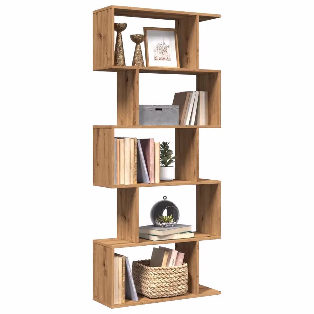 Libreria vidaXL con 5 Ripiani in MDF, Colore Marrone Rovere, L 70 cm x P 24 cm x H 161 cm