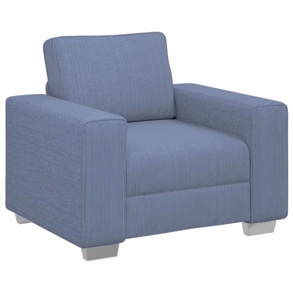 Poltrona Lounge vidaXL in Velluto a Coste Blu con Braccioli L: 100 cm, P: 77 cm, H: 82 cm – 2