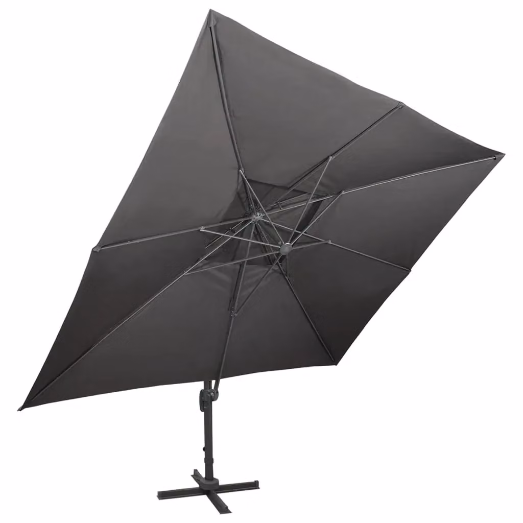 Ombrellone a braccio decentrato con doppio tetto HELLOSHOP26 in alluminio e poliestere colore antracite L: 400 cm, P: 300 cm, H: 274 cm – 2