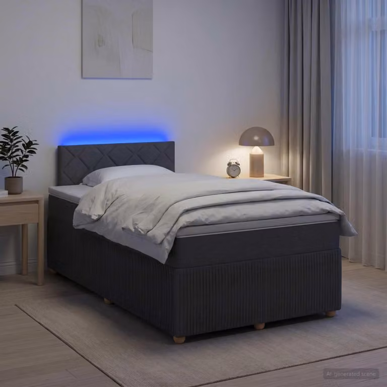 Maison Exclusive - Letto boxspring con materasso grigio scuro 120 x 190 cm tessuto