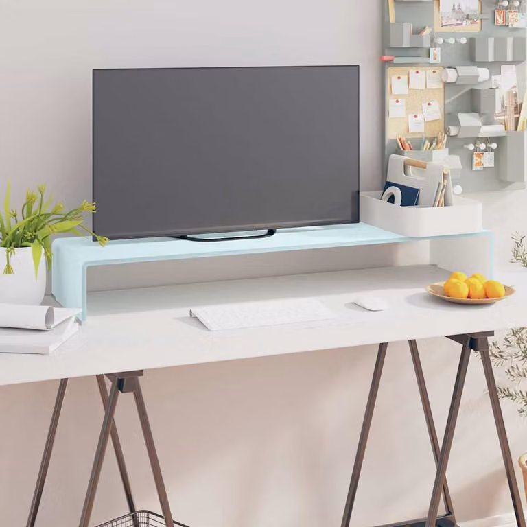 vidaXL Supporto TV e Rialzo Monitor in Vetro Verde L 100 cm x P 30 cm x H 13 cm
