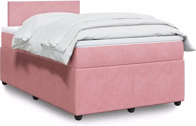 Giroletto a Molle con Materasso Rosa 120x190 cm in Velluto 3287685