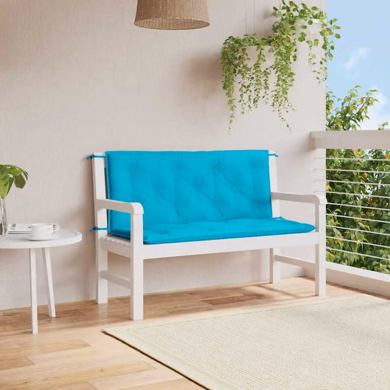 Set di 2 cuscini per panca da giardino vidaXL in poliestere turchese, L 120 cm x P 50 cm x H 7 cm, idrorepellenti e resistenti ai raggi UV