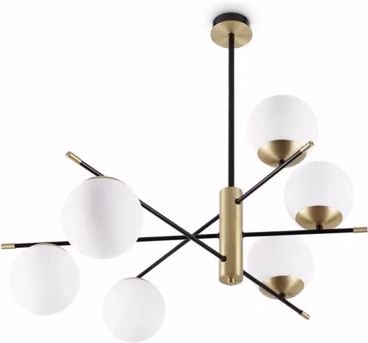 Plafoniera Moderna Ideal Lux Gourmet in Metallo e Vetro con 6 Luci E14 Disponibile in Nero o Oro/Ottone