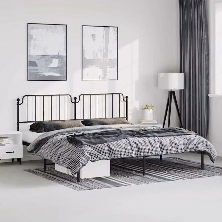 vidaXL Giroletto con Testiera in Metallo Nero L: 187 cm, P: 102 cm, H: 219 cm