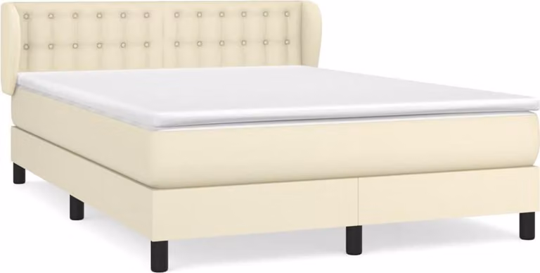 Giroletto a Molle con Materasso Crema 140x200 cm in Pelle finta