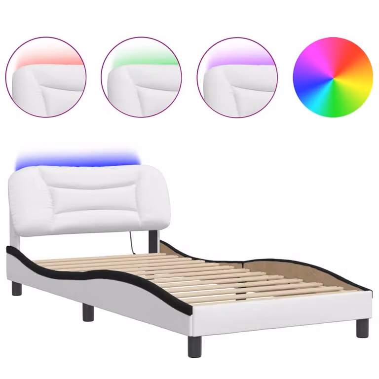 Giroletto con LED senza Materasso Hvar Bianco e Nero 100x200 cm